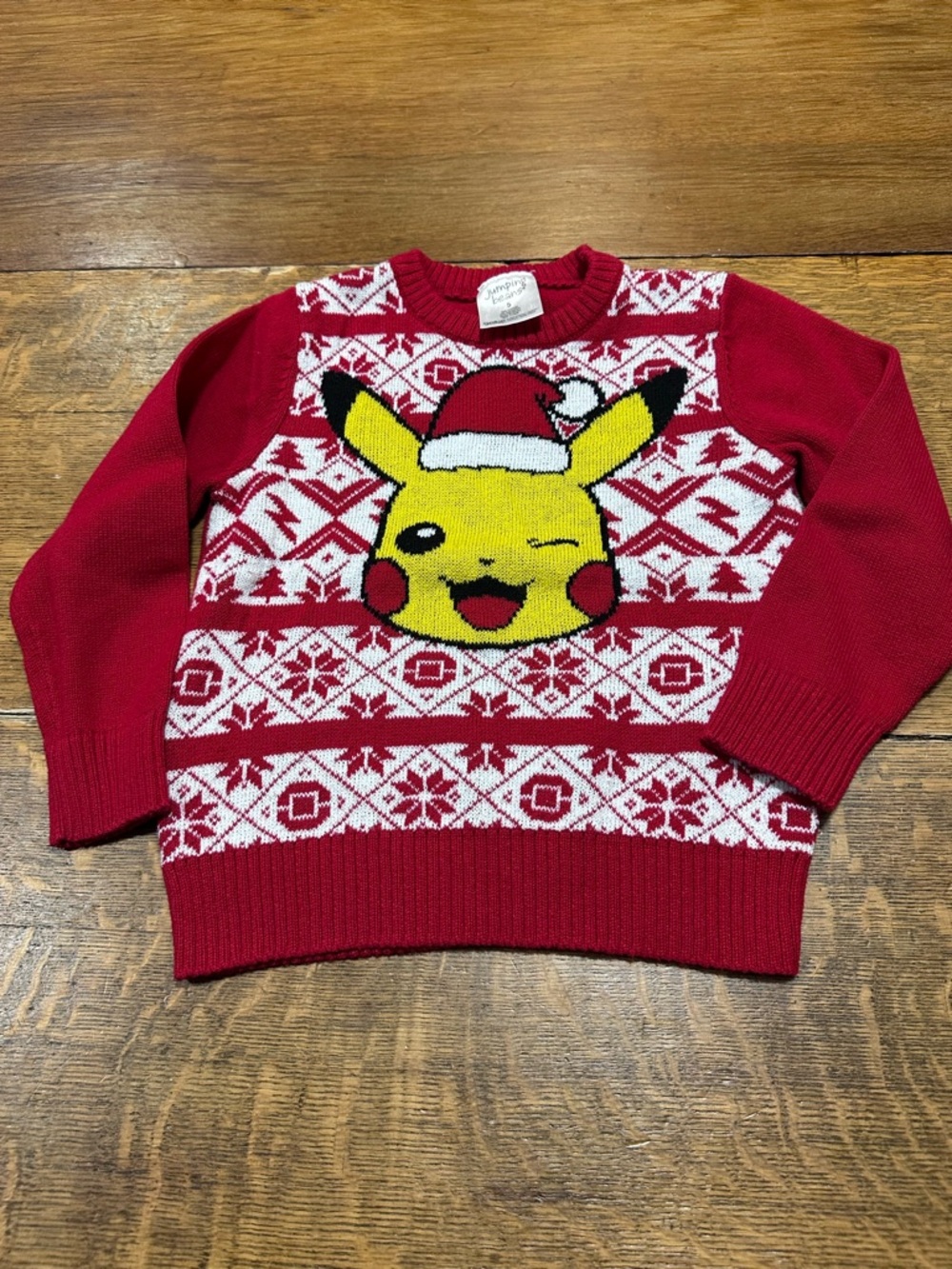 jumping beans Red Kids Pikachu Holiday Sweater with Yellow Accents sz 5‎